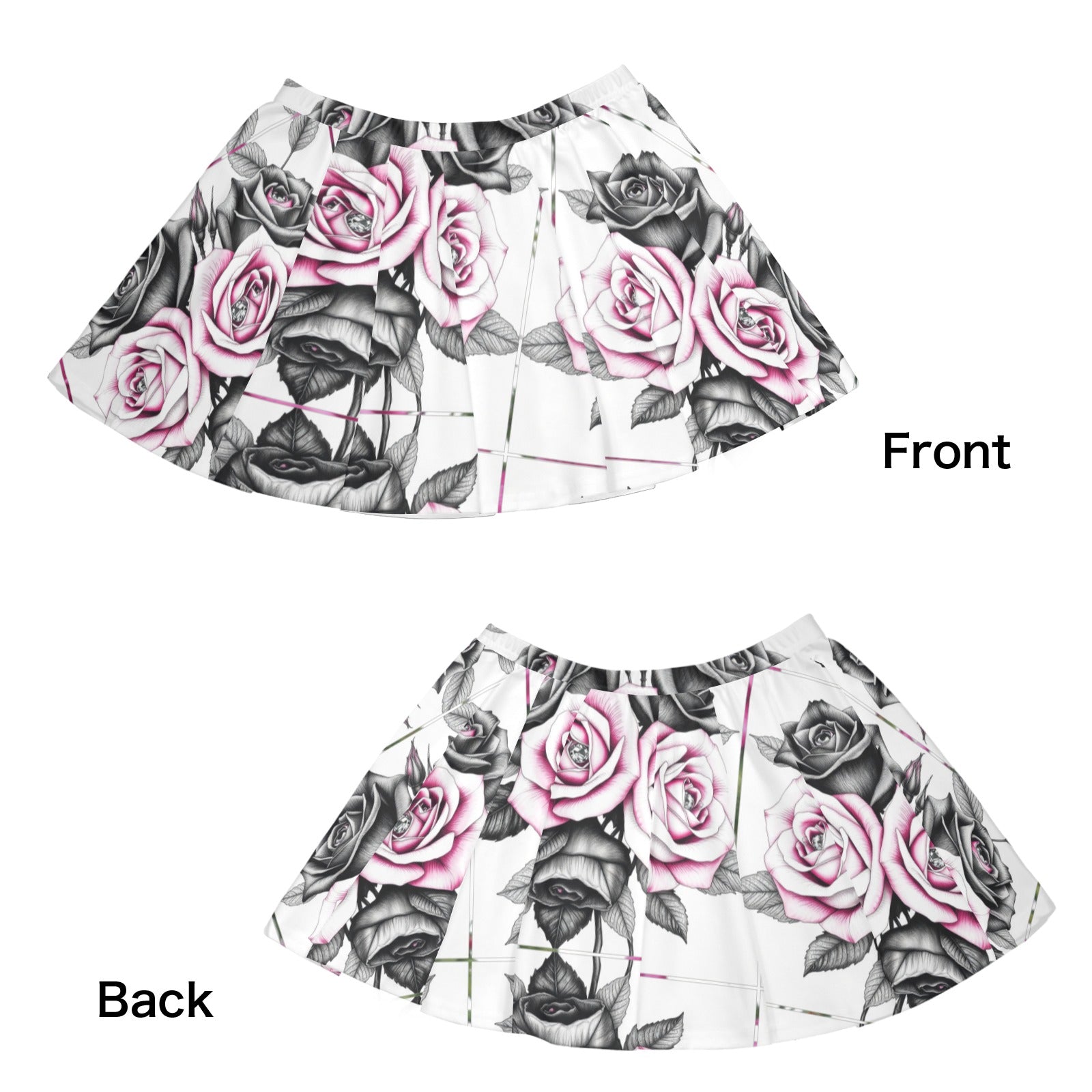 R&RH Pink Roses Skater Skirt with vibrant floral print on soft fabric