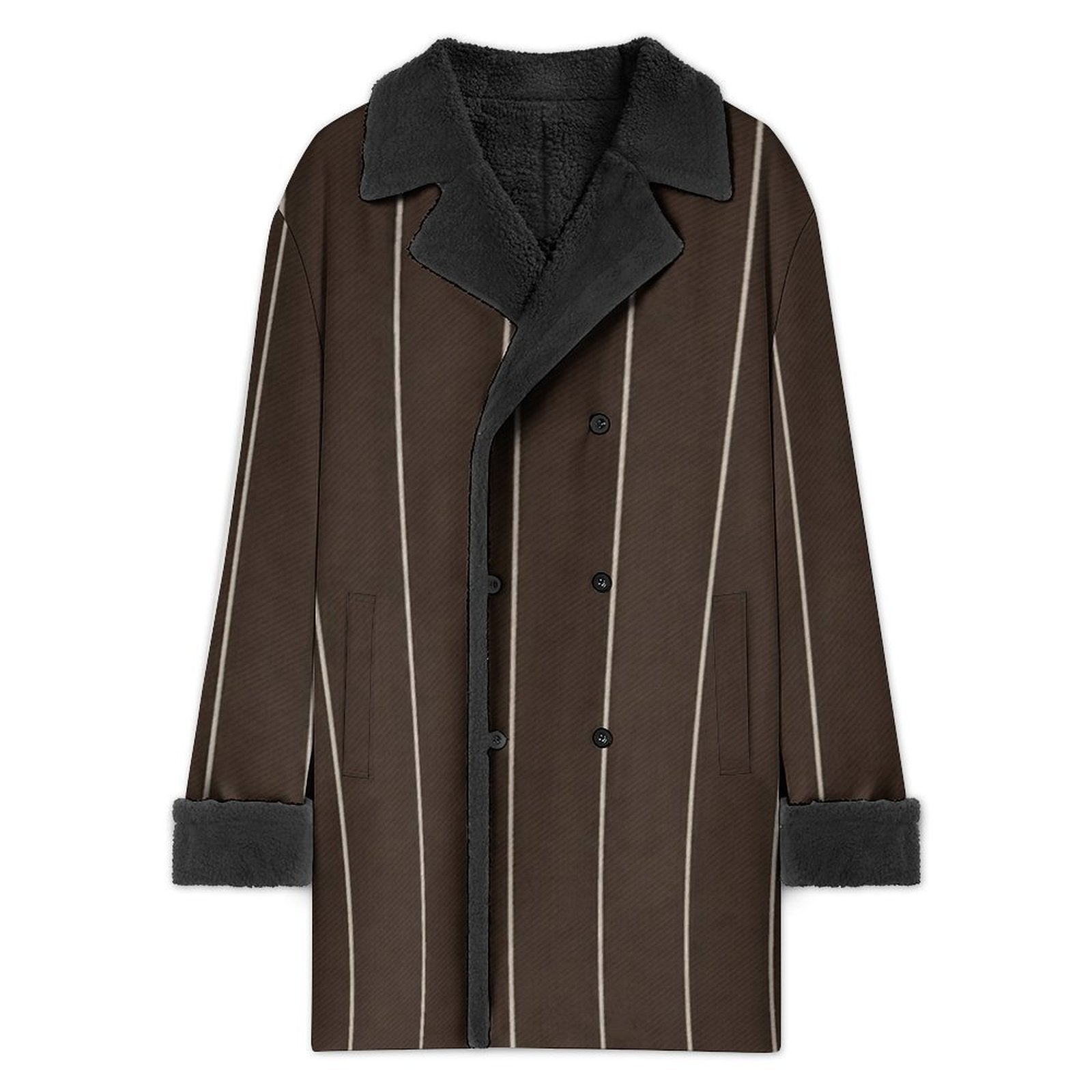 A Rich and Rich Chocolate Pinstripe Men's Double Breasted Coat