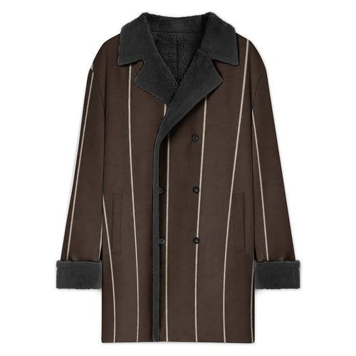 A Rich and Rich Chocolate Pinstripe Men's Double Breasted Coat