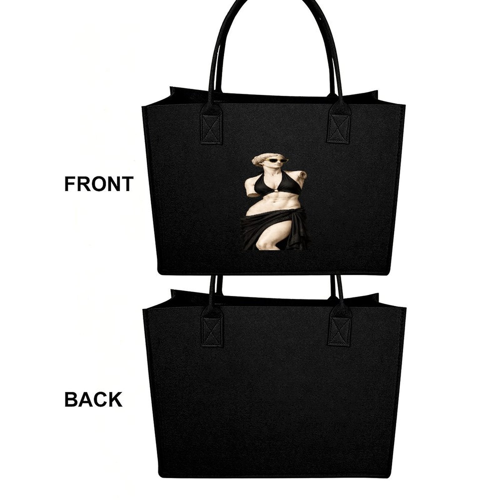 Rich and Rich Modern Goddess Black Felt Tote Bag | Premium Reusable Shopping, Work & Travel Tote | Made in USA - Rich and Rich Homeopportunities