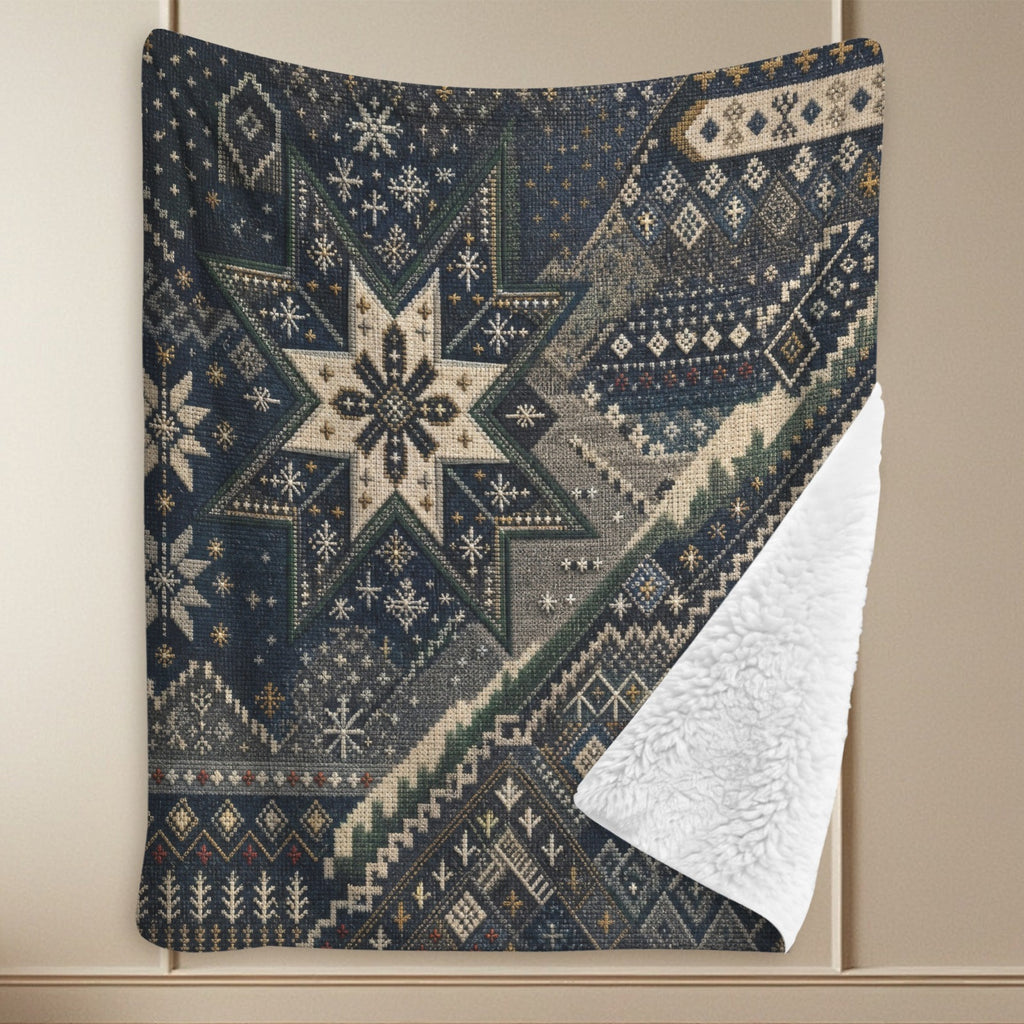 Rich and Rich Nordic Snowflake Sherpa Fleece Blanket 90 x 108 - Rich and Rich Homeopportunities