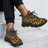 Antique Gold Leopard Wave Women's Twisted Sole Sneakers Women's Twisted Sole Sneakers