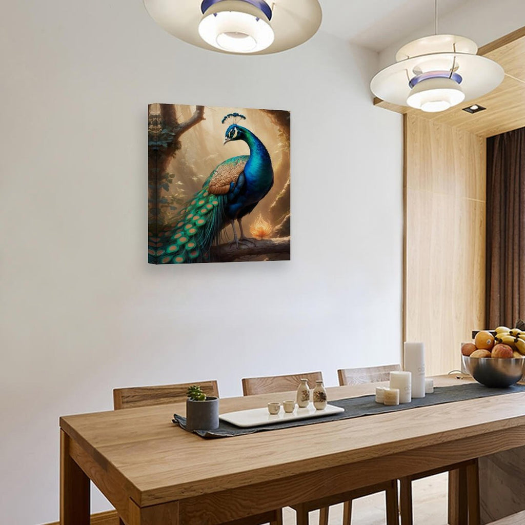 The Peacock Decorative Canvas Painting 20x24 vertical framed wall art