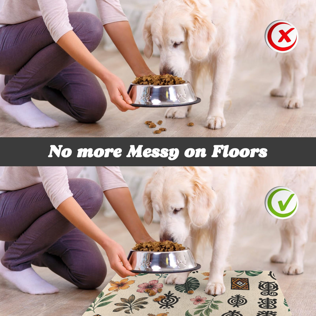 Rich & Rich Personalized Pet Beige Feeding Mat – Custom Absorbent Non-Slip Pet Food & Water Mat (USA) - Rich and Rich Homeopportunities