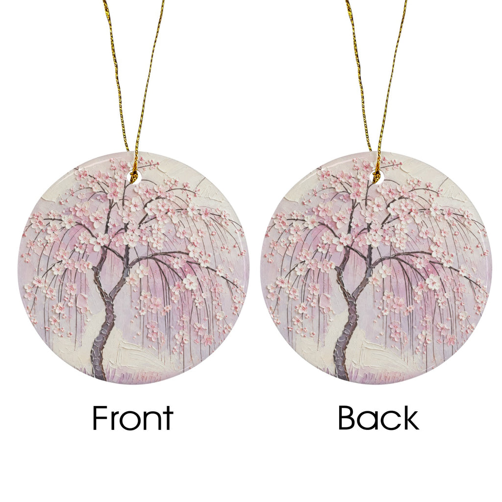 Rich and Rich Cherry Blossom Tree Round Ceramic Ornament Two Designer Sides - Rich and Rich Homeopportunities