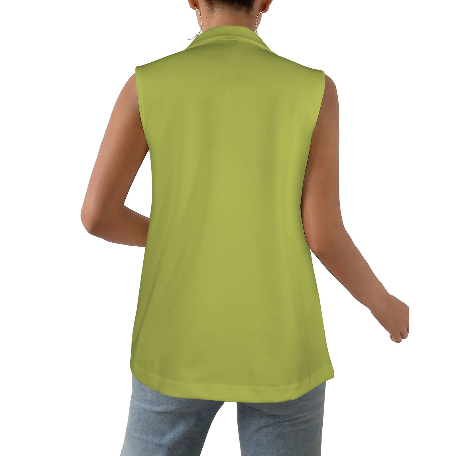 Rich and Rich Lime Sleeveless Blazer for Women