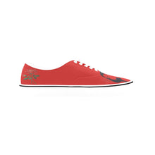 Load image into Gallery viewer, R&amp;RH Woman With Rose Womens Red Low Top Designer Sneakers Classic Women&#39;s Canvas Low Top Shoes (Model E001-4)
