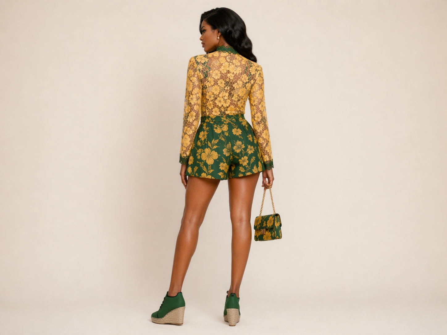 Rich and Rich Ladies Hunter's Green Wedge Espadrilles