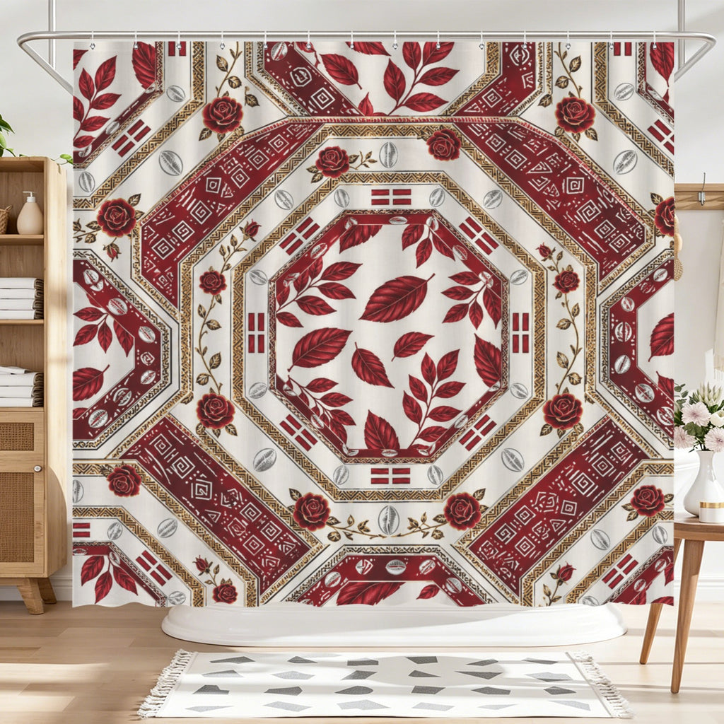 The Tribal Elegance Harmony Series – Crimson Oasis Shower Curtain Shower Curtain 84x70.9inch - Rich and Rich Homeopportunities