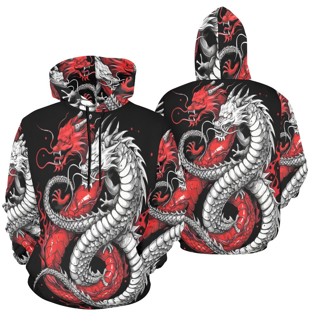 Rich and Rich Black and Red Snake Men's Hoodie featuring bold snake graphic design