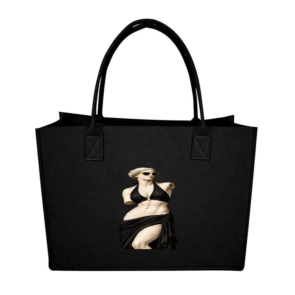 Rich and Rich Modern Goddess Black Felt Tote Bag | Premium Reusable Shopping, Work & Travel Tote | Made in USA - Rich and Rich Homeopportunities