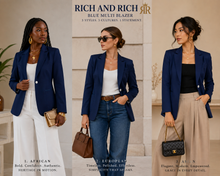 Load image into Gallery viewer, Rich and Rich Blue Multicolor Pants Set with Jacket
