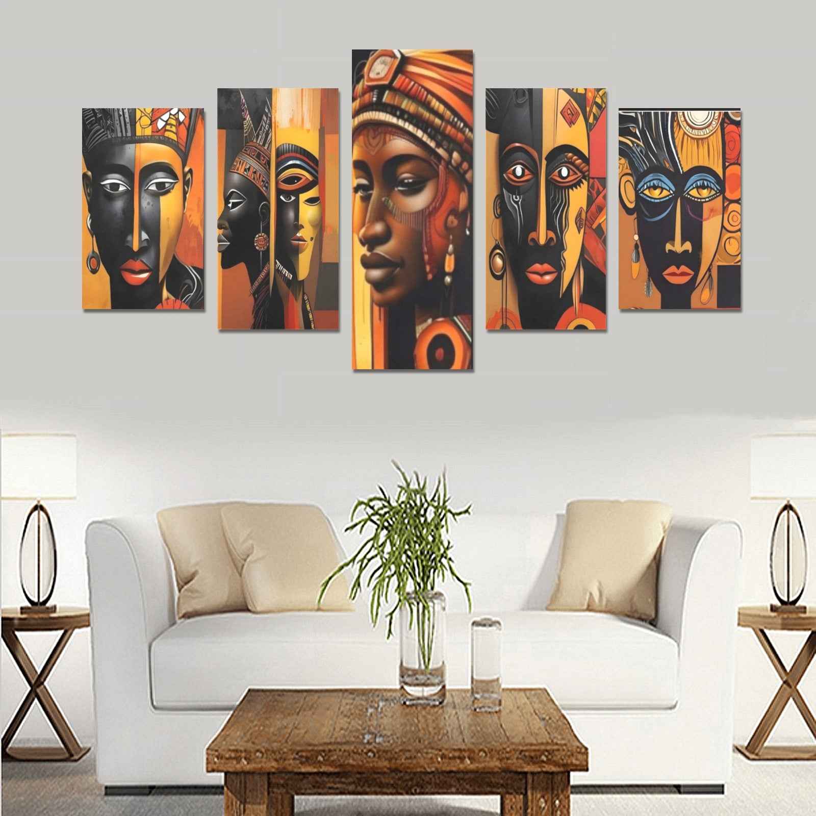 Set of tribal design canvas prints in multiple panels, unframed and rolled, various sizes — alternate view