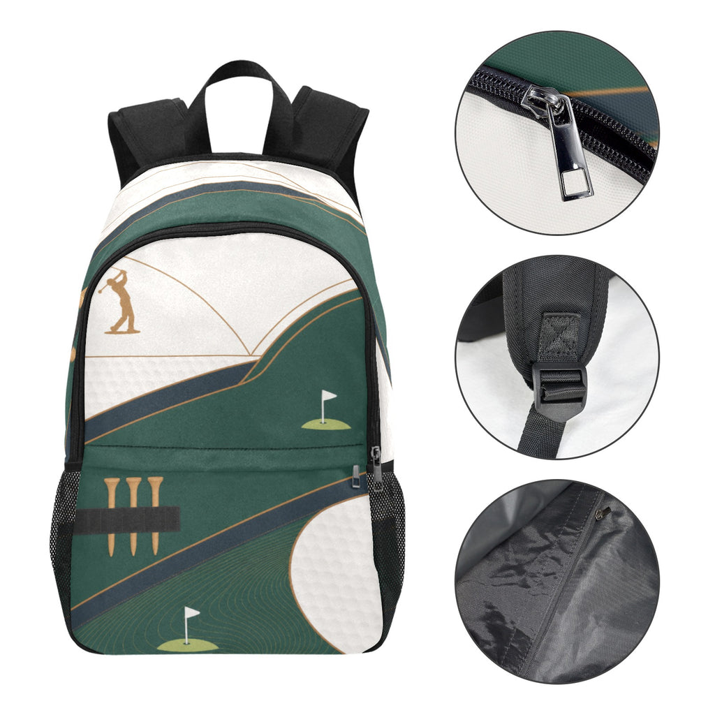 A Rich and Rich Men's Green Designer Golf Backpack Fabric Backpack with Side Mesh Pockets (Model 1659) - Rich and Rich Homeopportunities