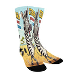 Critter Kicks Zebra Zest Yellow Caricature Kids Socks