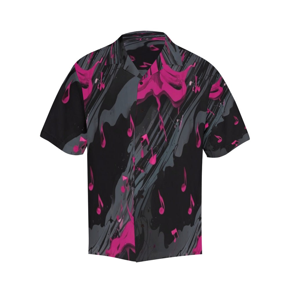 R&RH Magenta Graphic Hawaiian Shirt for Men with boxy fit and notch lapel collar