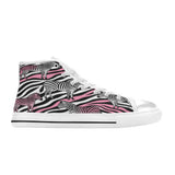 Critter Kicks Zebra Zest Girls Black and Pink High Top Canvas Sneakers