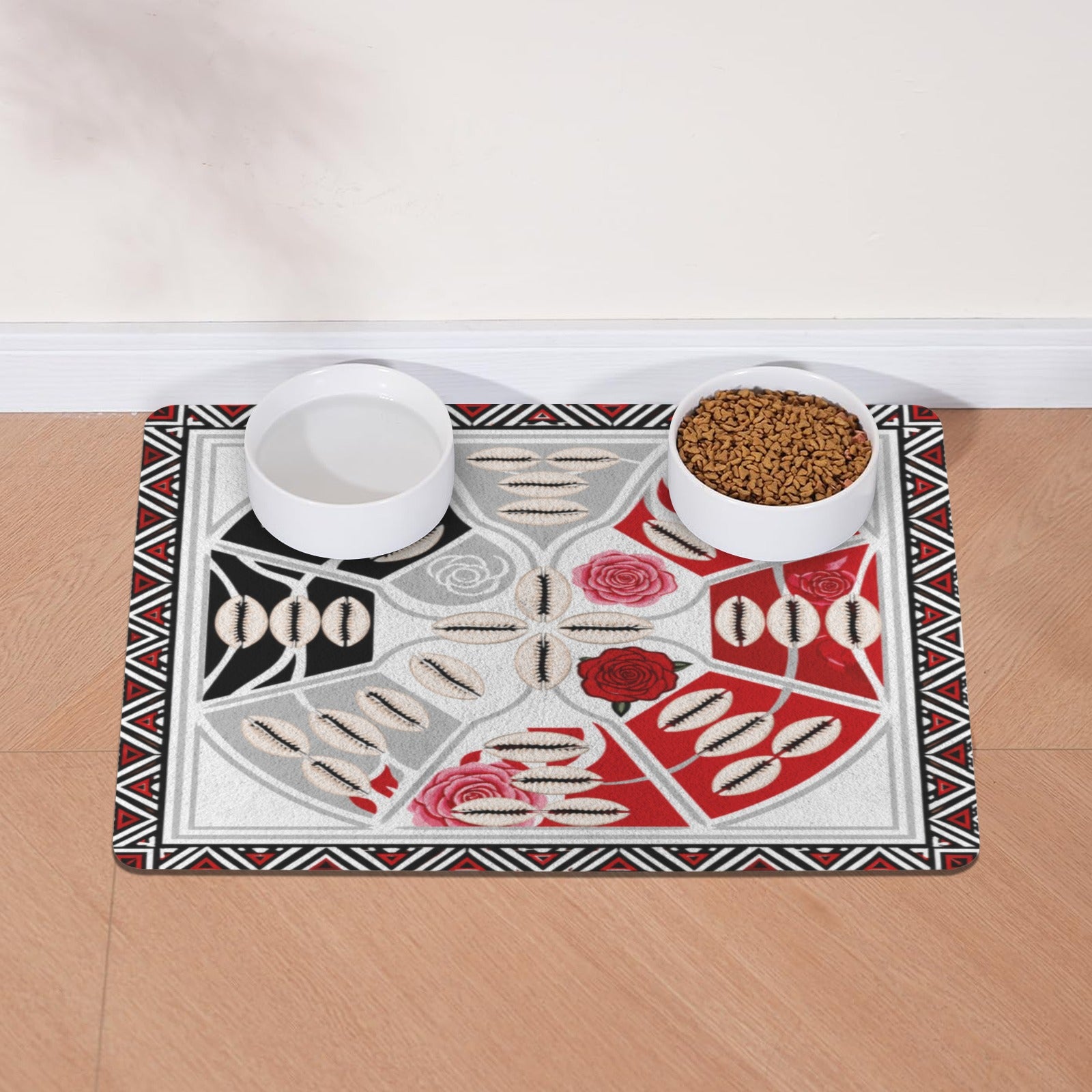 Rectangular Tribal pet feeding mat with absorbent top and non-slip rubber backing, 40 by 30 cm — additional view 6