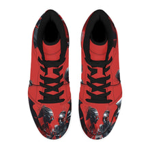 Load image into Gallery viewer, R&amp;RH Chess Game Women&#39;s High Top Black and Red Sneakers
