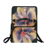 Black waterproof canvas handbag with exotic flower print and double PU leather handles — additional view 6