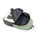a Preppy Varsity Stripes Girls Beige Polka Dot Backpack