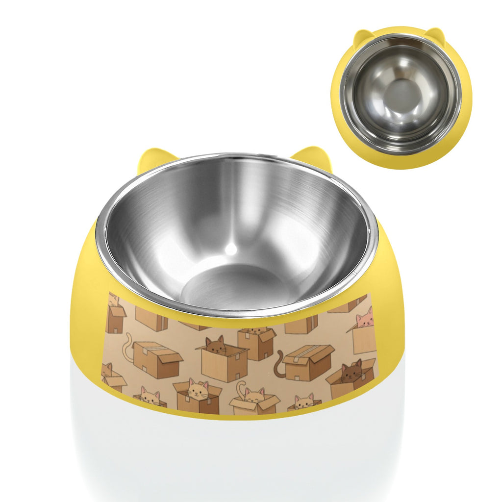 Rich and Rich Cat In The Box Yellow Pet Bowl – Custom Stainless Steel Dog and Cat Food Bowl (USA) - Rich and Rich Homeopportunities