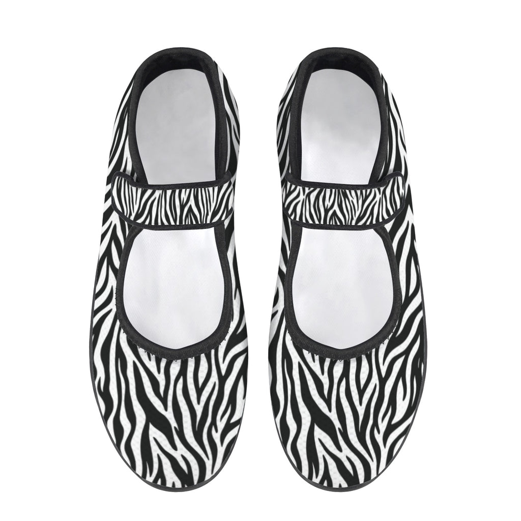 Rich and Rich Black White Zebra Pattern Women's Mary Jane's