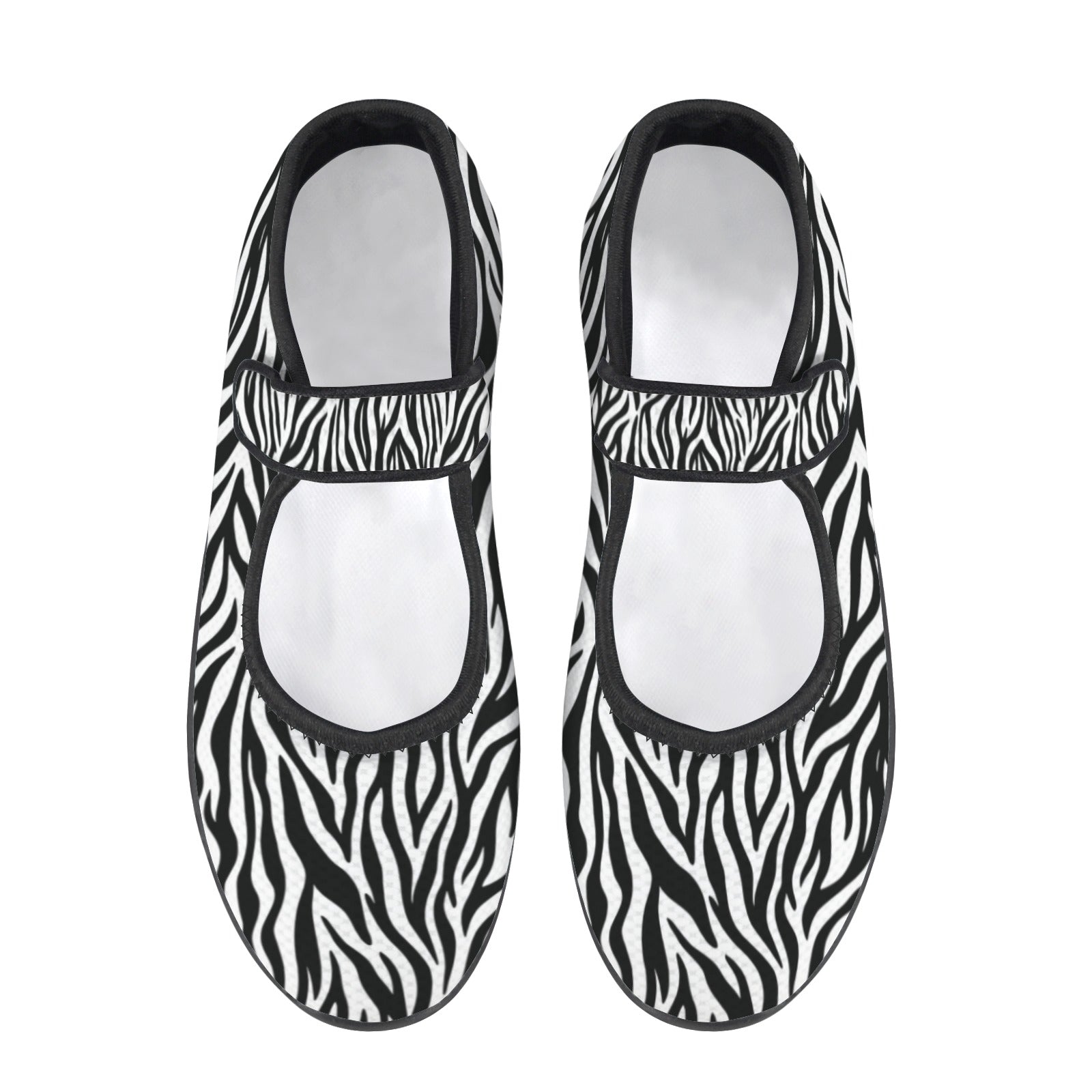 Rich and Rich Black White Zebra Pattern Women's Mary Jane's