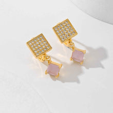 Load image into Gallery viewer, European American Zircon Earrings in Various Colors - Square Fashion Style
