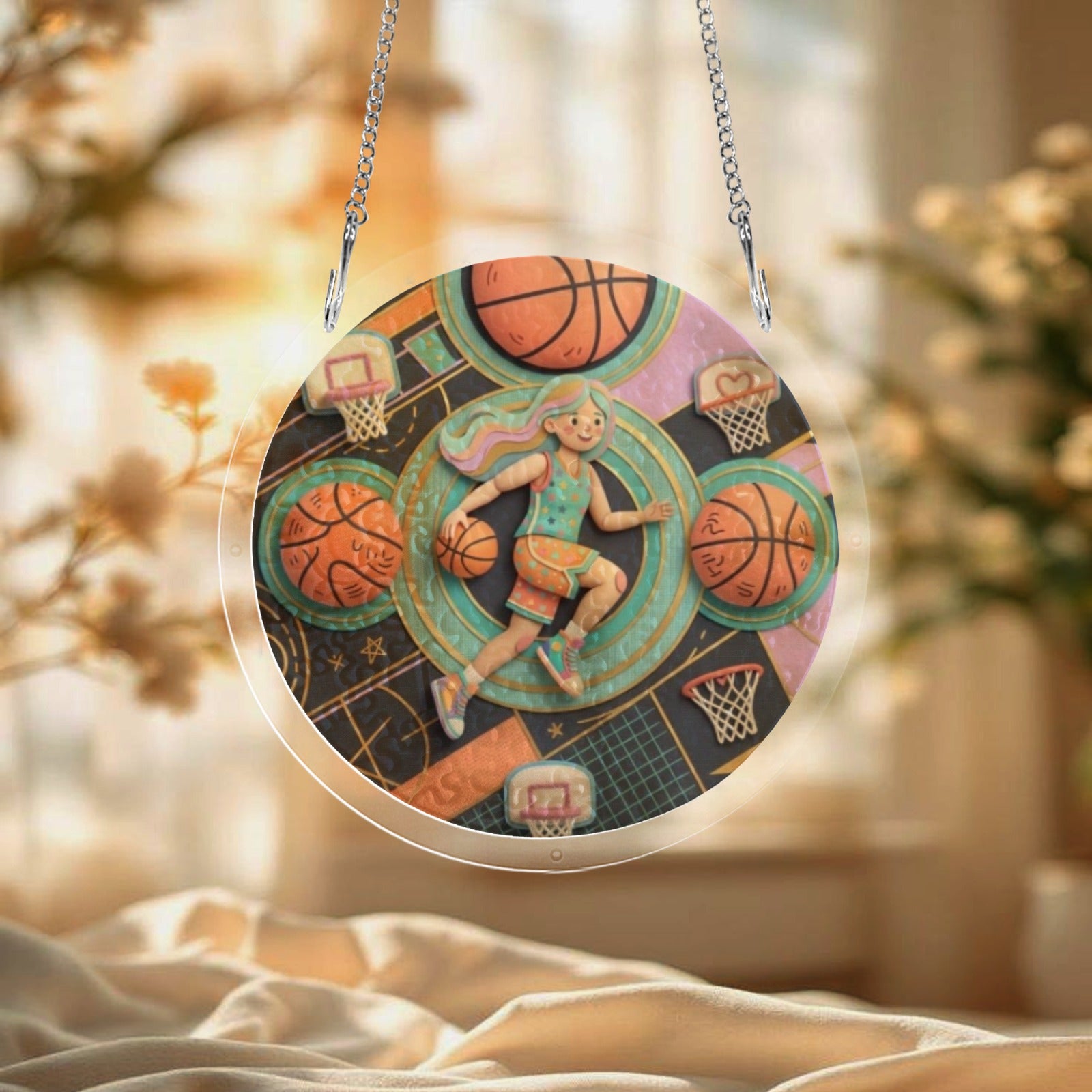 Rich and Rich Hoop Dreams Acrylic Kids Jigsaw Window Ornament - Rich and Rich Homeopportunities