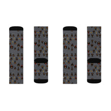 Load image into Gallery viewer, R&amp;RH Grey Caricature Toon Sublimation Socks

