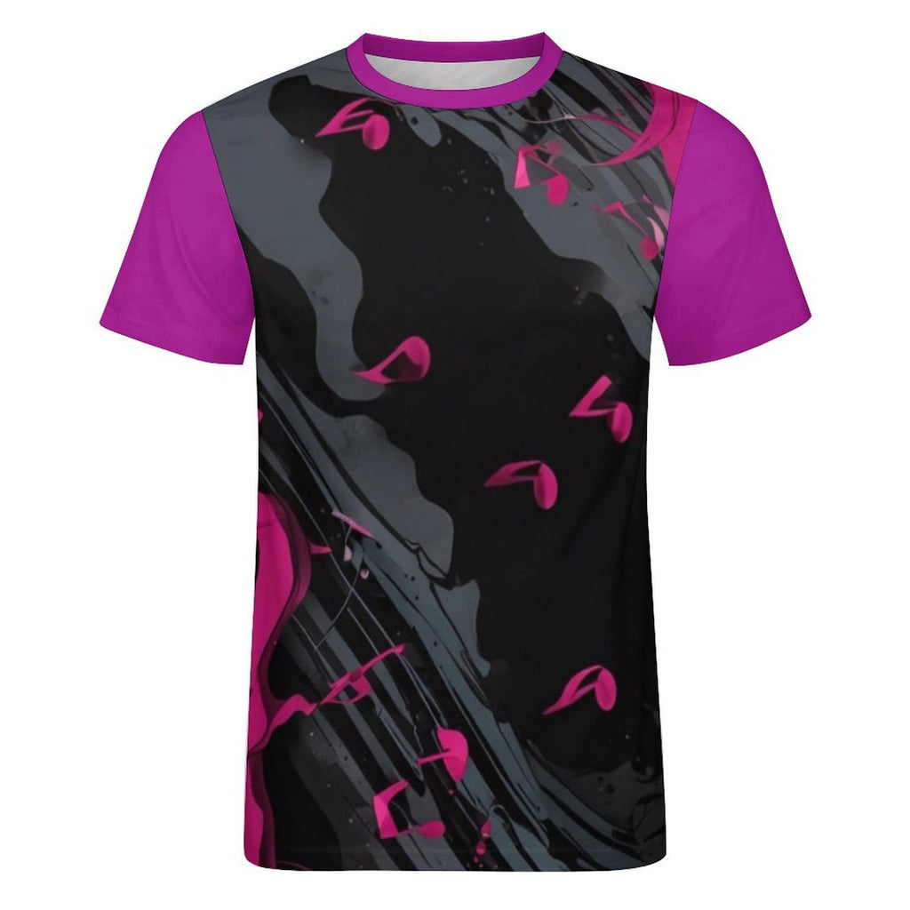 Rich and Rich Men's Multicolor Magenta Gray and Black Designer Cotton T-Shirt