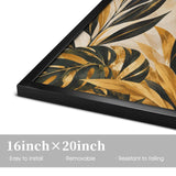 Rich and Rich Golden-Eyed Cat Among Tropical Black Frame Canvas Print 16x20inch
