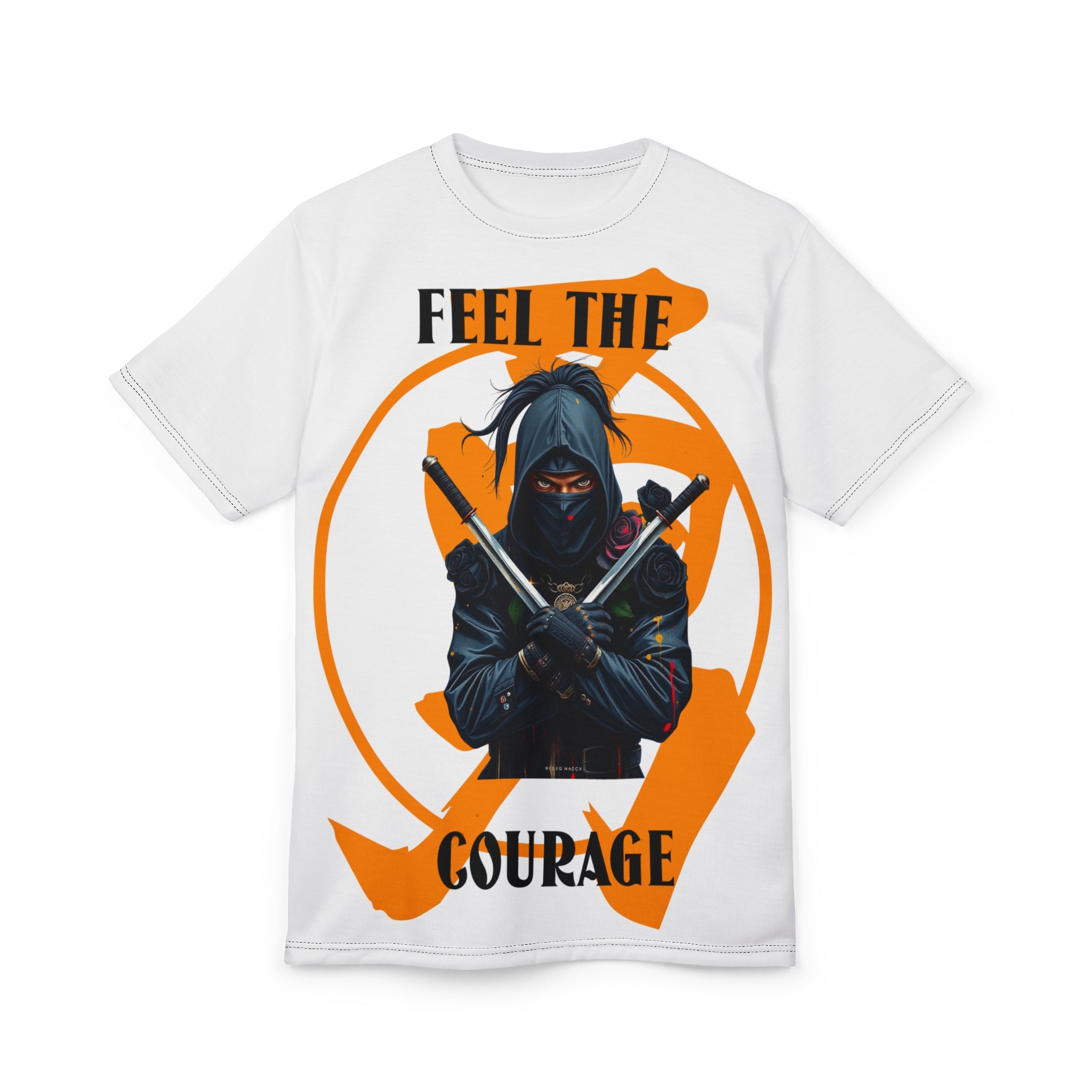R&RH Unisex Ninja Courage Tee white t-shirt with bold ninja graphic print