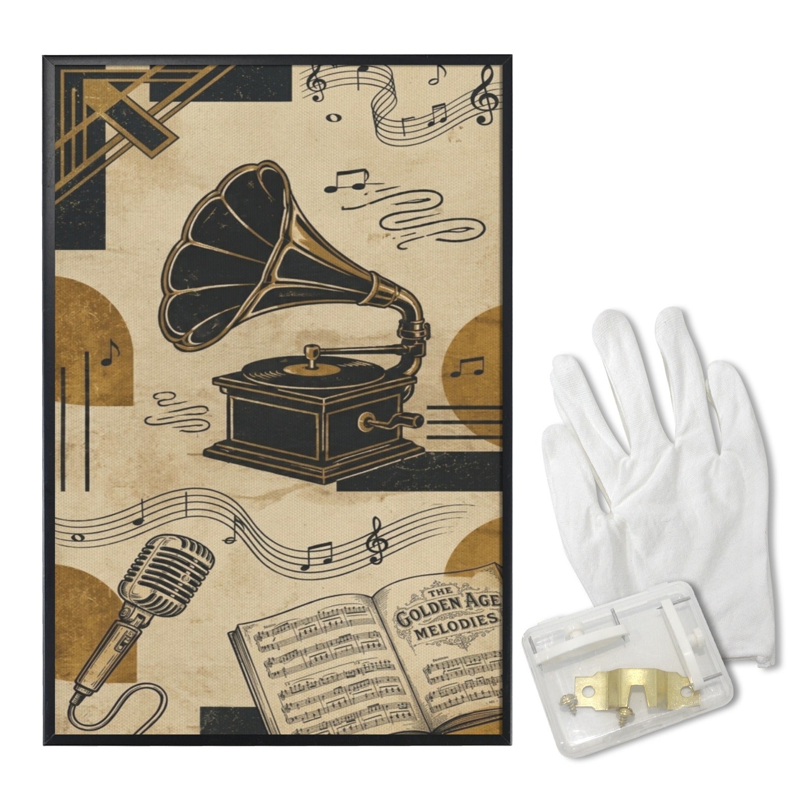 Rich & Rich Golden Melodies Wall Art Black Framed Canvas Print 24×36 Inch | Luxury Music-Inspired Home Décor - Rich and Rich Homeopportunities