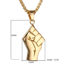 Load image into Gallery viewer, Mens Gold Fist Pendant Necklace in Titanium Steel with Gold Finish
