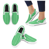 Men's green pinstripe canvas slip-on sneakers with elastic goring and rubber outsole — additional view 12