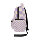 a Retro Checkerboard Lavendar Pastel Girls Large Capacity Backpack