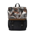 Rich and Rich Unisex African Porcelain Gods Backpack made of black Oxford canvas with front flap and multiple pockets
