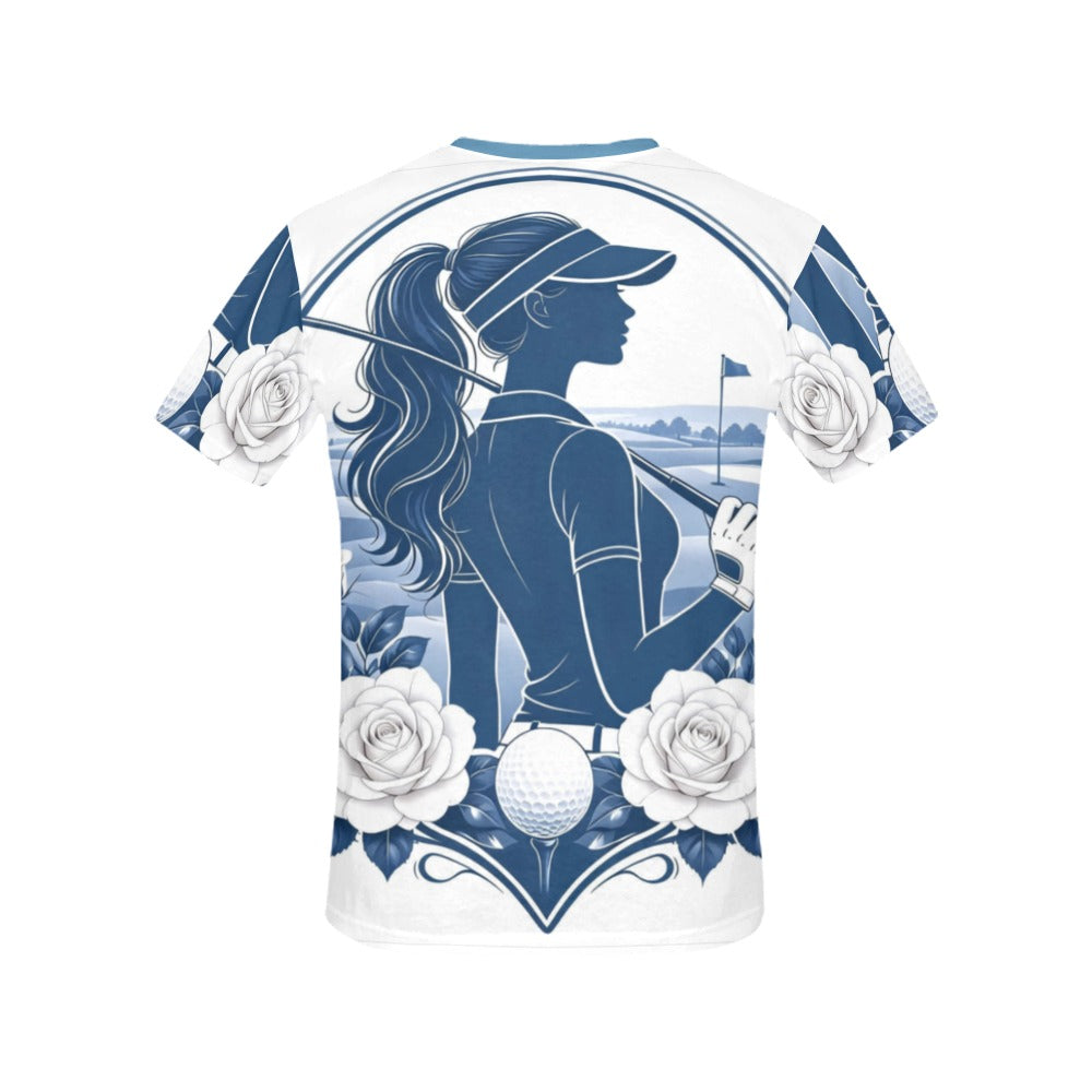 Rich and Rich Pastel Rose Women’s Golf Tee | All-Over Print Floral Golf T-Shirt