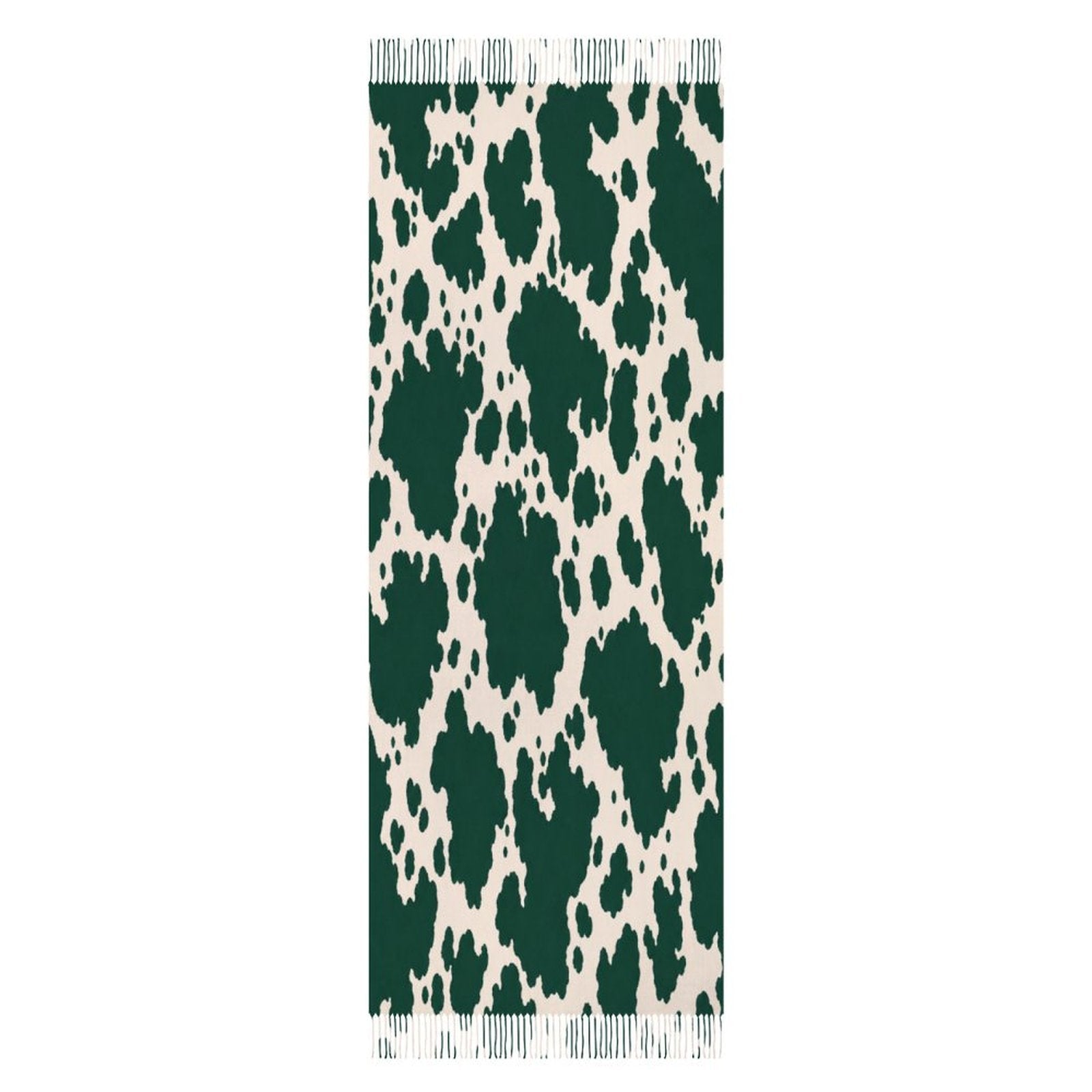 Emerald ranch-inspired tassel scarf in imitation cashmere with fine-hemmed edges — additional view 16