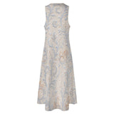 Sleeveless ankle-length champagne garden embossed maxi dress with V-neck and side pockets — product detail