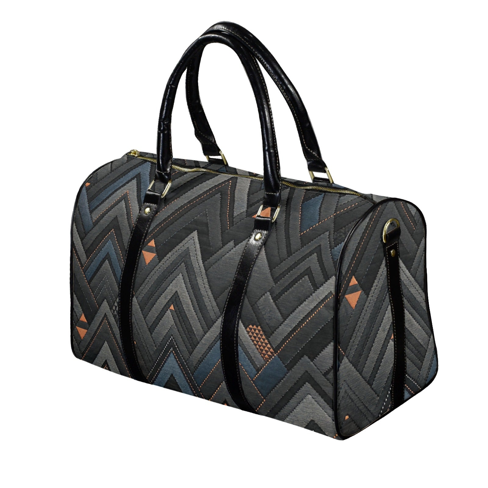 Rich and Rich Gray Triangle Ascent Travel Bag Leather Travel Bag-Small