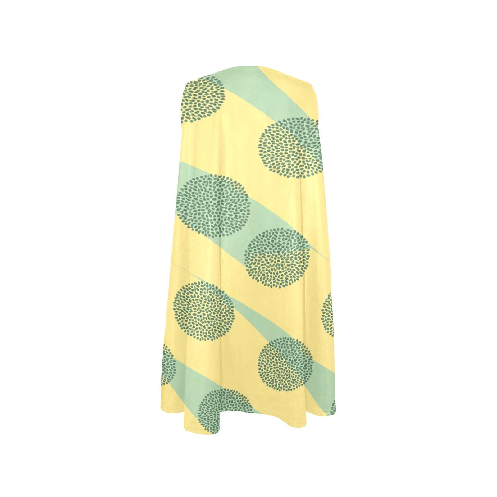 Sleeveless A-line dress with yellow and lime circular print and side pockets — additional view 7