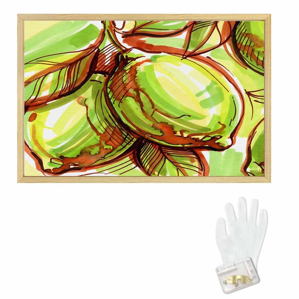 Rich and Rich Tropical Sketch  Natural Wood Frame Painting