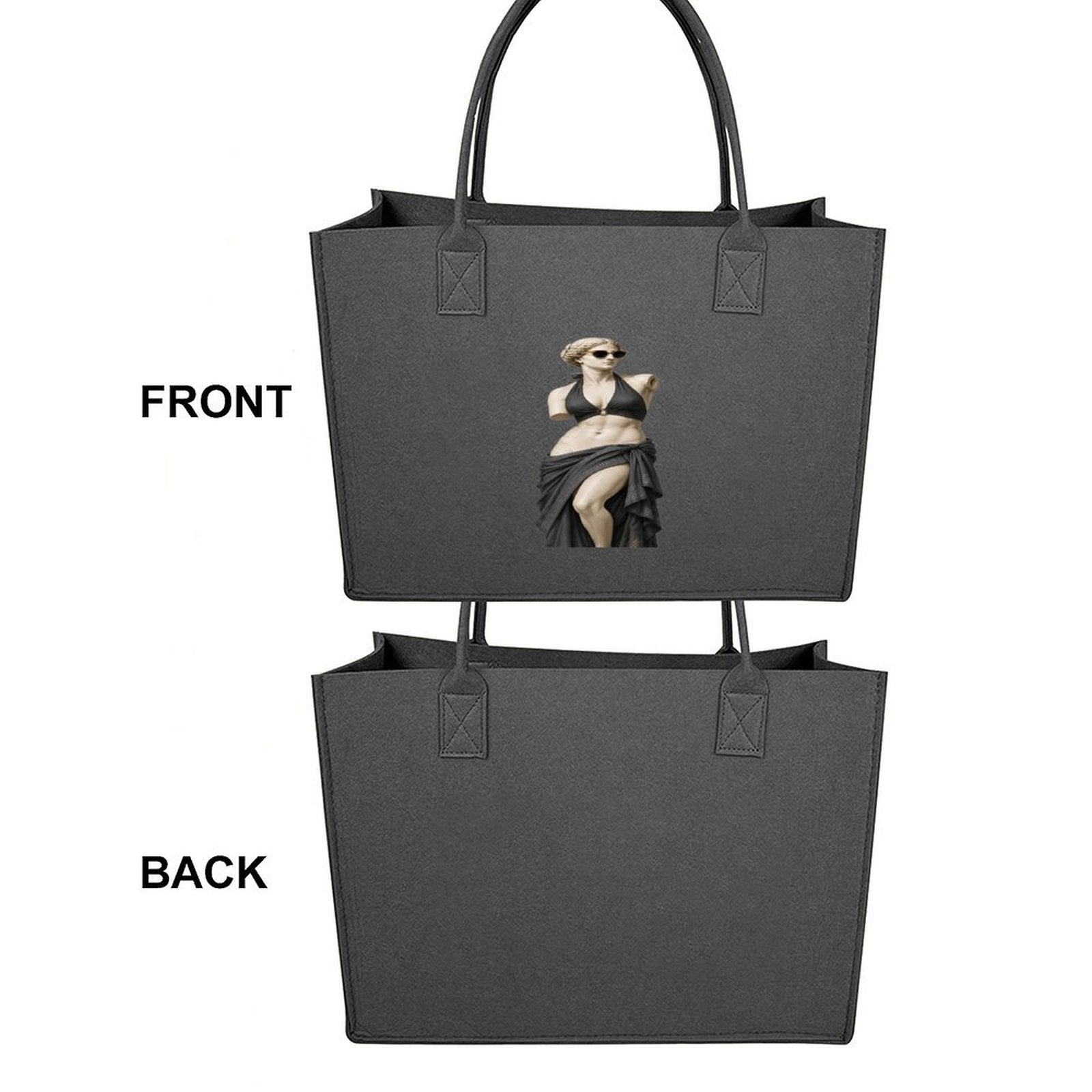Rich and Rich Modern Goddess Dark Gray Felt Tote Bag | Durable Reusable Everyday Shopping Tote | Made in USA - Rich and Rich Homeopportunities