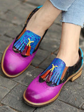 Load image into Gallery viewer, Bohemian Painted Brogue Genuine Leather Shoes
