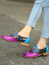 Load image into Gallery viewer, Bohemian Painted Brogue Genuine Leather Shoes
