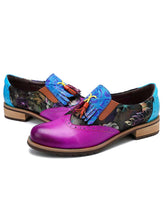 Load image into Gallery viewer, Bohemian Painted Brogue Genuine Leather Shoes
