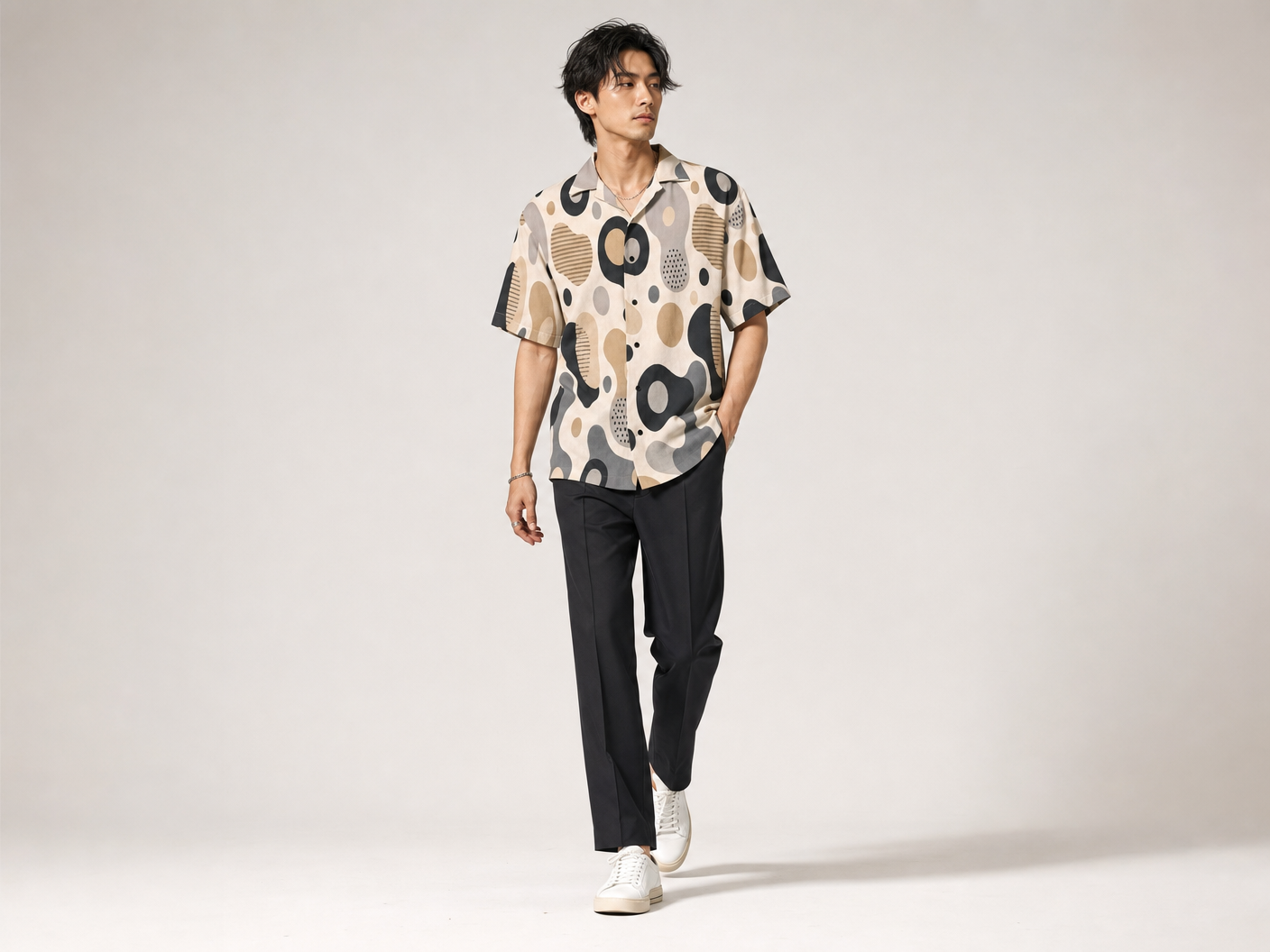 Rich and Rich Men's Beige Dimensions Designer Shirt